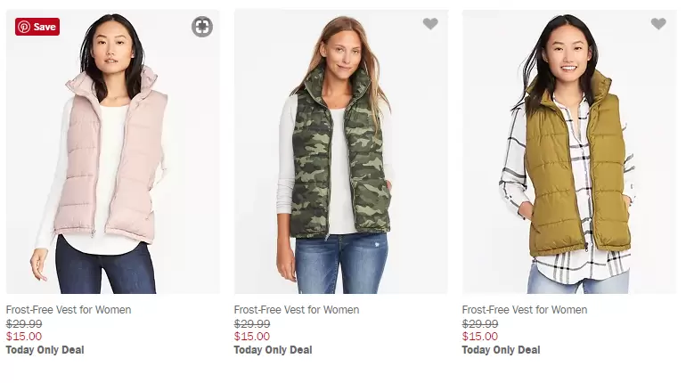 Old Navy Puffy Vests – Start at $10 – Today Only!