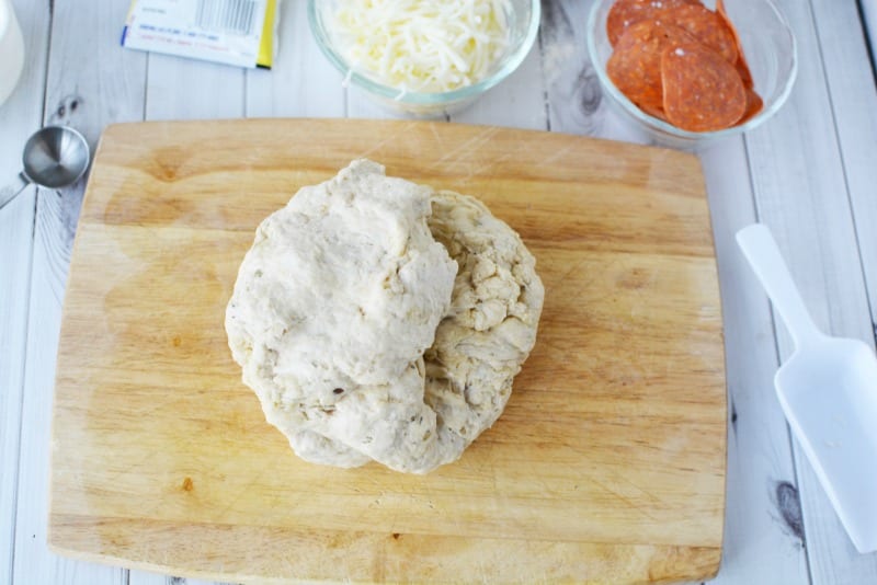 Kneading dough for calzones