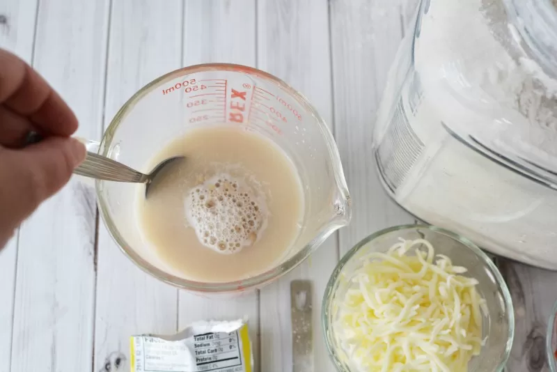 Mixing Ingredients for Calzone Dough