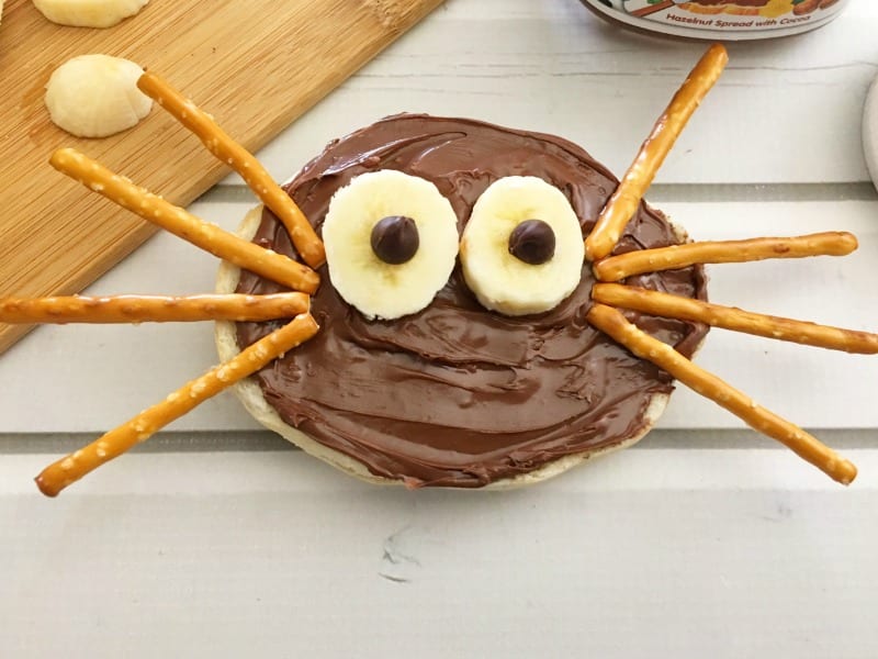 Spider Bagels - a yummy treat for a Halloween party or after school snack