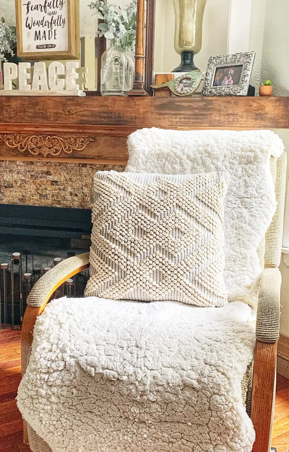 recover a recliner chair with faux fur rugs