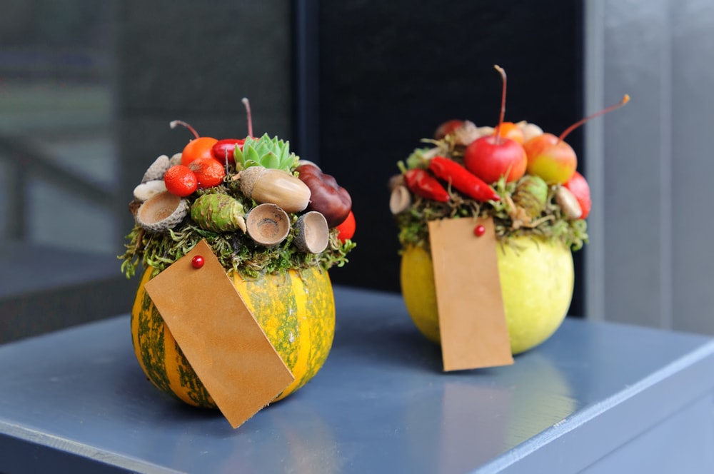 Fall arrangement in a pumpkin