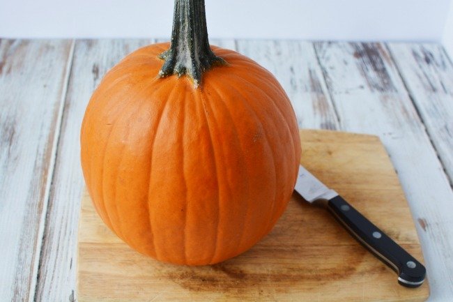 Using a pumpkin to make pumpkin puree