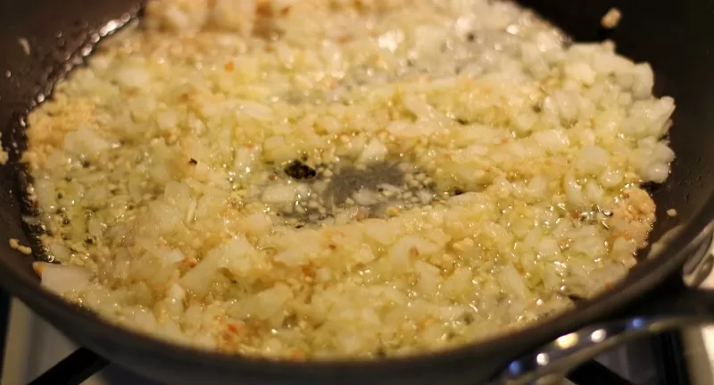 Sauteing garlic & onion for White Chicken Chili