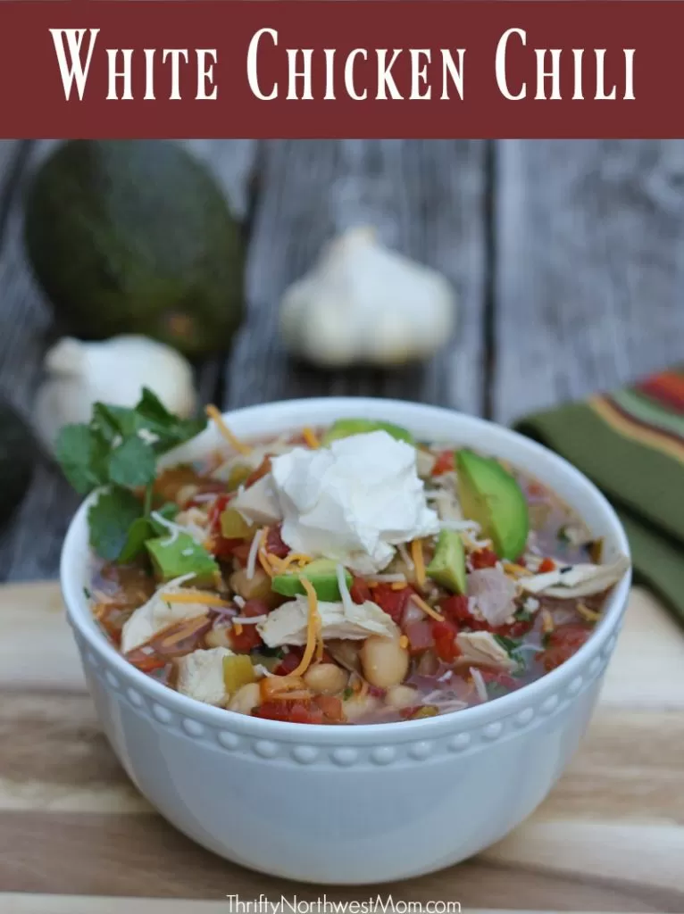 This White Chicken Chili is a healthier, lighter version for the slow cooker and perfect for busy nights