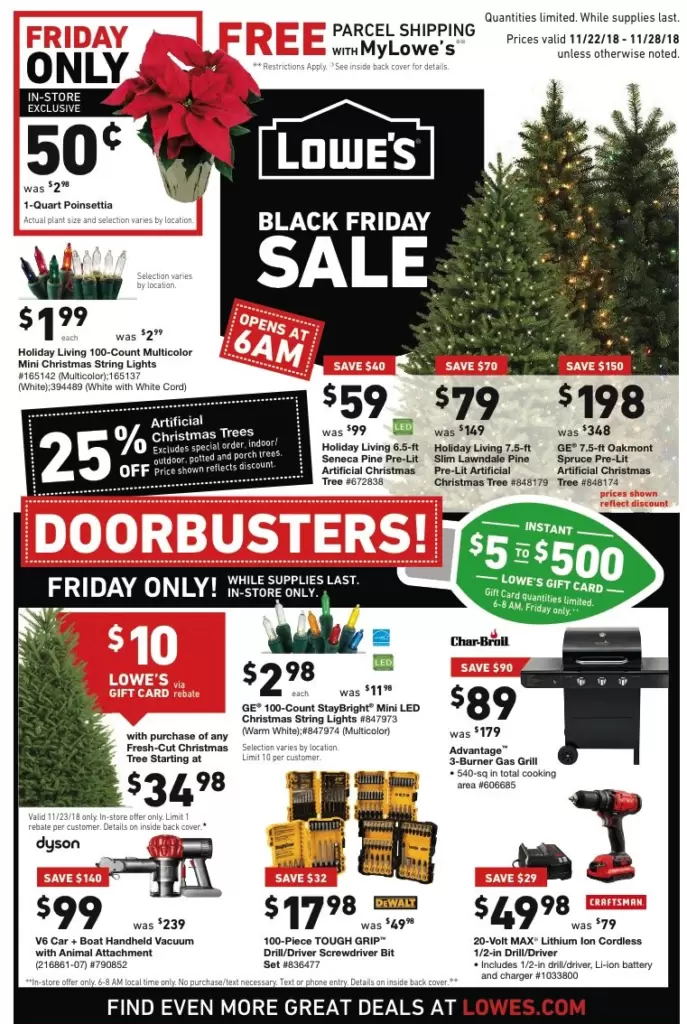 Lowes Black Friday Deals for 2018 – Artificial Christmas Trees as low as $59 & more!