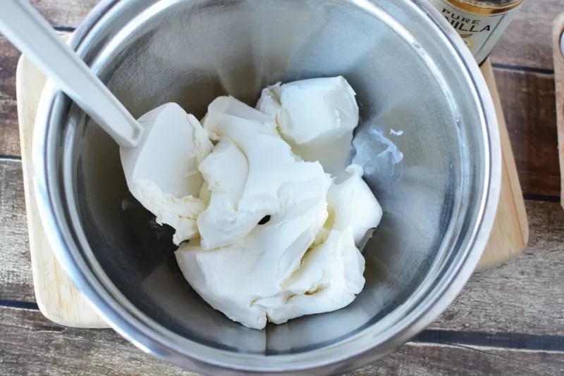 Mixing cream cheese for Cheesecake in a Jar recipe