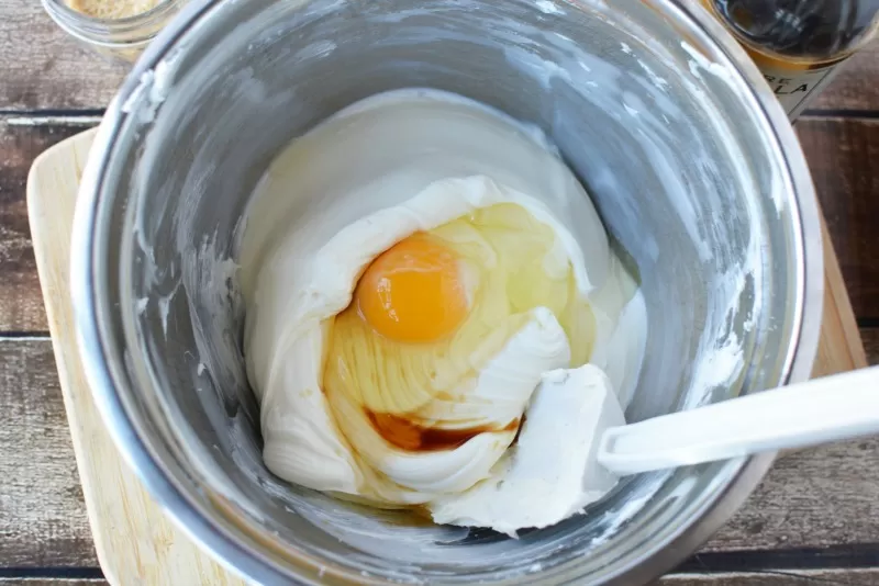 Mixing ingredients for Cream Cheese and Cheesecake in a Jar recipe