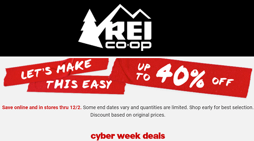 REI Cyber Week Sale