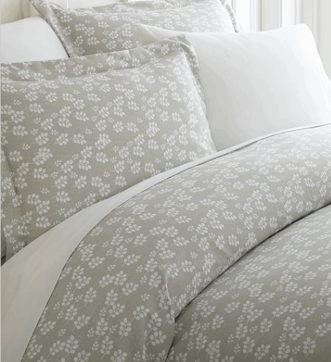 Gray Leaf Duvet Cover Set