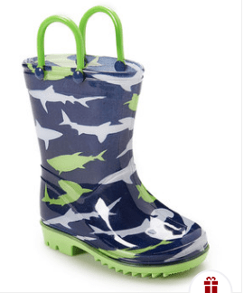 Green & Blue Shark Rain Boots