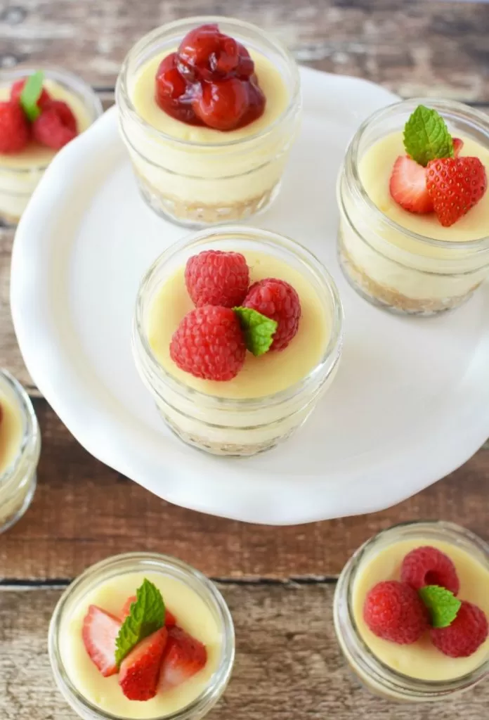 strawberry cheesecake in a jar