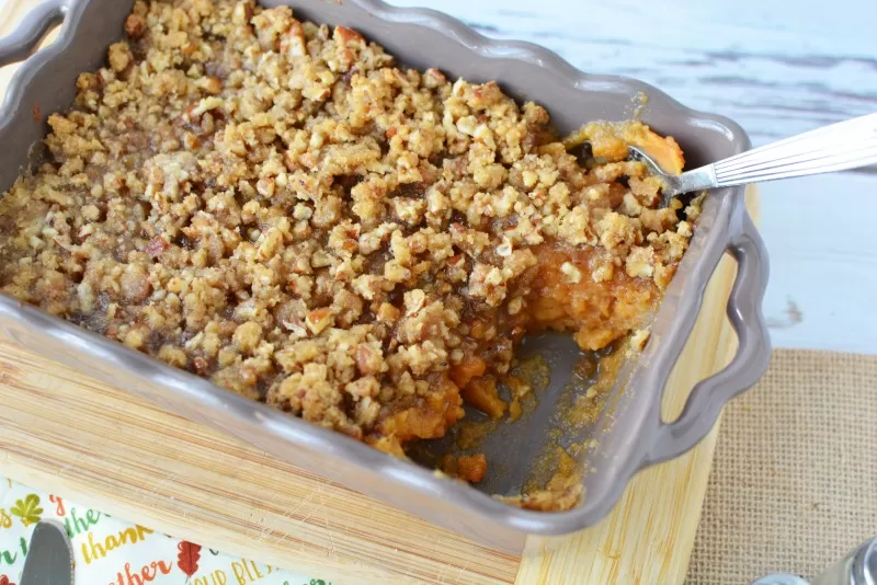 Easy Sweet Potato Casserole with a Pecan Crunch