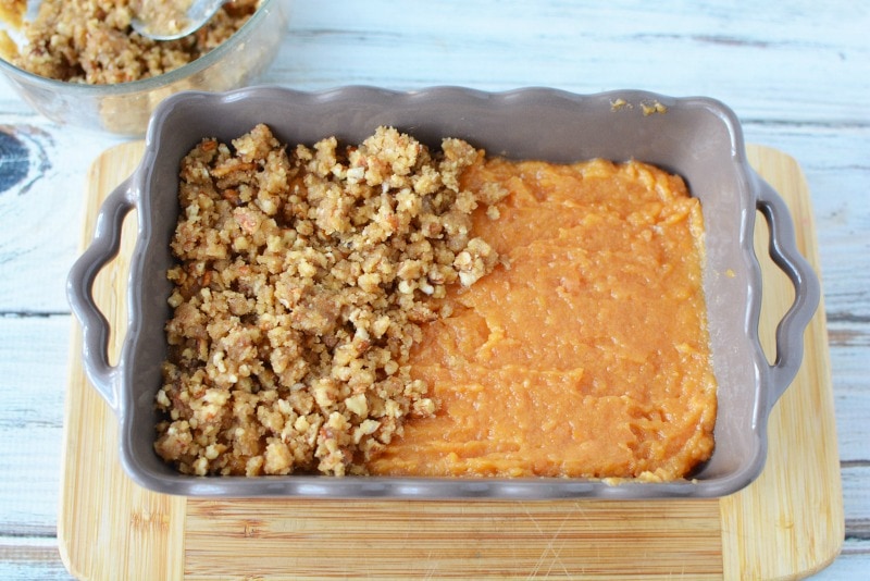 Layering Ingredients for Sweet Potato Casserole