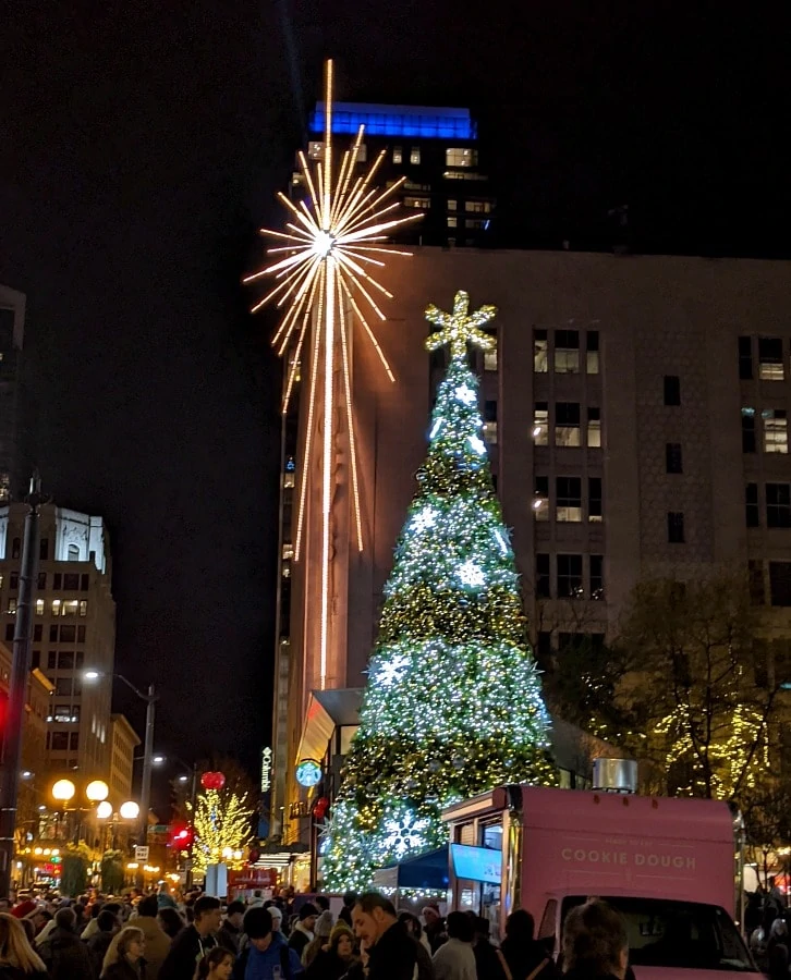 Macys Star at Night in Seattle at Christmas