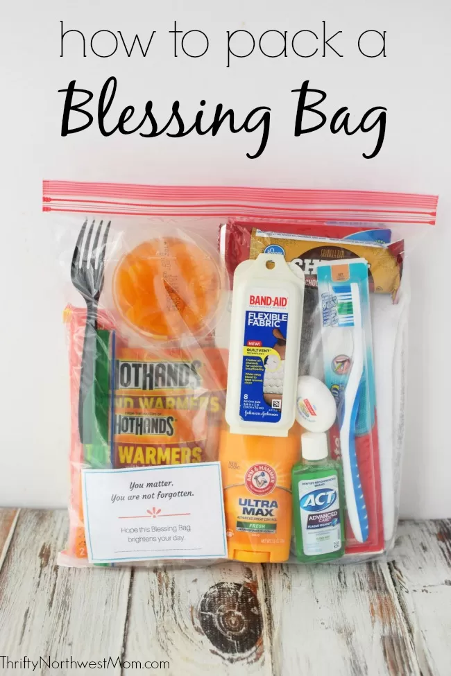 Pack a Blessing Bag to give to people in need with free printable checklist & encouragement cards