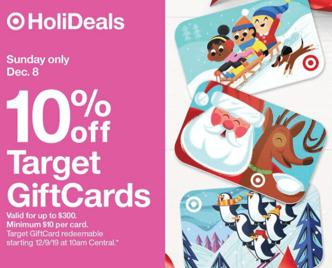 Target Gift Card Discount – Get 10% – Last Day Sunday December 3rd!