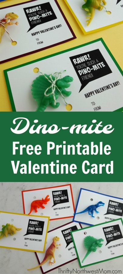 DIY Dinosaur Free Printable Valentine Card