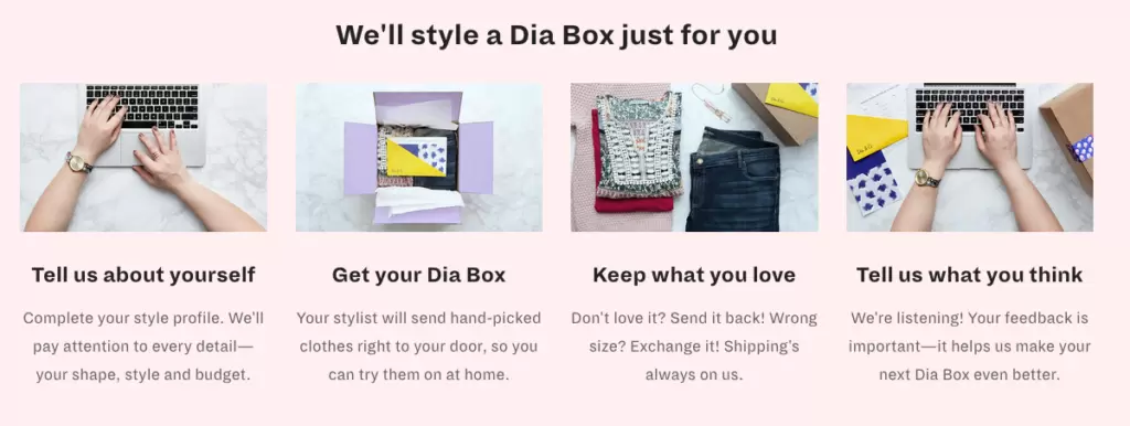 Dia & Co Steps for Online Stylist Service for Plus Sizes