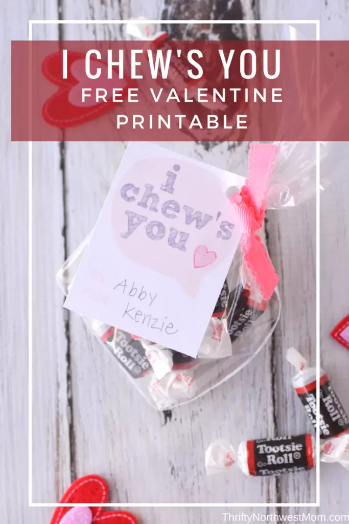 Free Valentine Printable with Candy - I Chews You