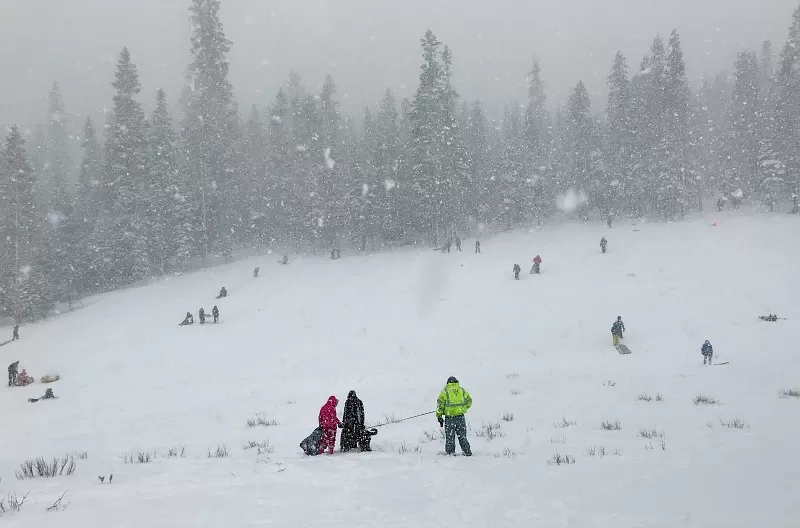 Sledding at Wanoga Sno Park in Bend Oregon