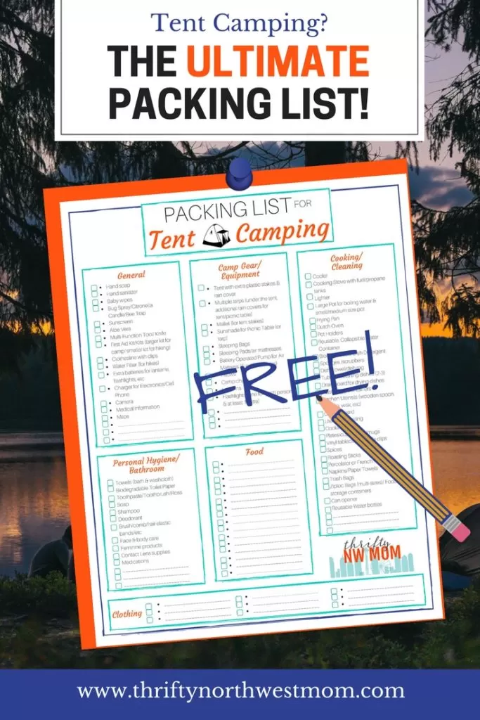 Packing List for Tent Camping – Free Printable