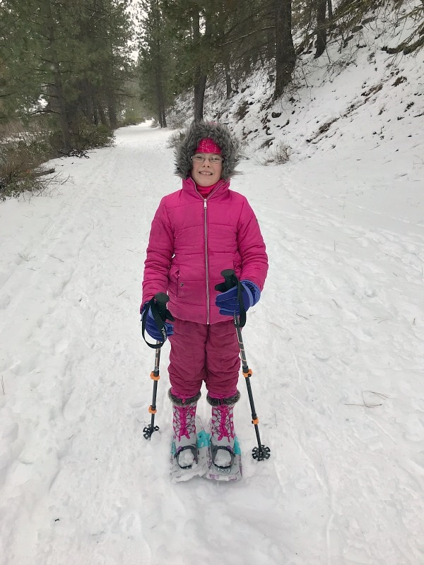 Snowshoeing in Lands' End Snow Boots for Kids