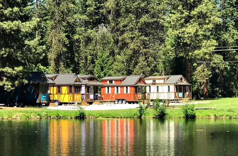 Lake view of Leavenworth Tiny House Village
