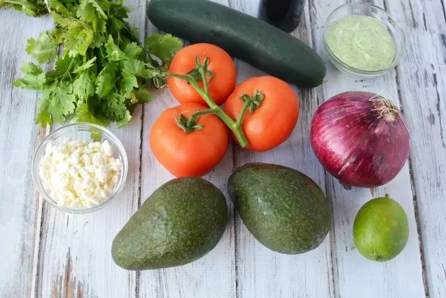 Ingredients for Cucumber Tomato Avocado Salad