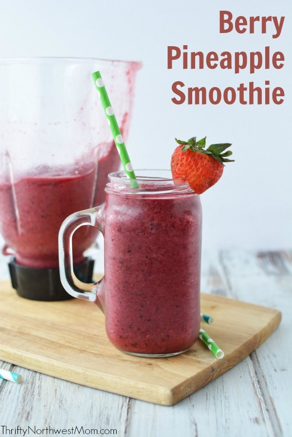 Berry Pineapple Smoothie is a healthy & hearty breakfast on the go.