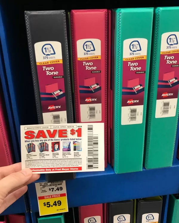 Pairing coupons with sales for Avery