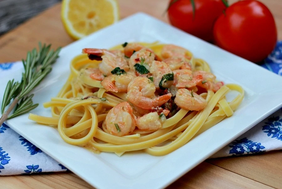 Tuscan Shrimp Scampi is creamy with bold flavors for a delicious dish.