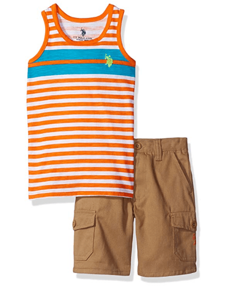 U.S. Polo Assn. Boys' Tank Top and Twill Cargo Short