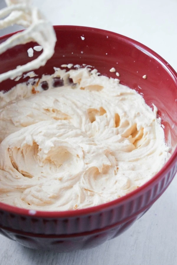 Mixing in pumpkin for ice cream