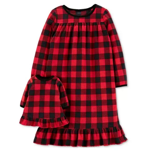 Carter’s Toddler Girls 2-Pk. Buffalo-Check Nightgown & Doll Nightgown Set $14 (Reg $28)