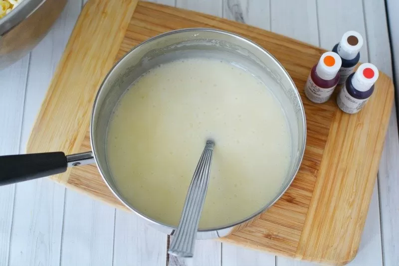 Mixing ingredients for Candied Popcorn recipe