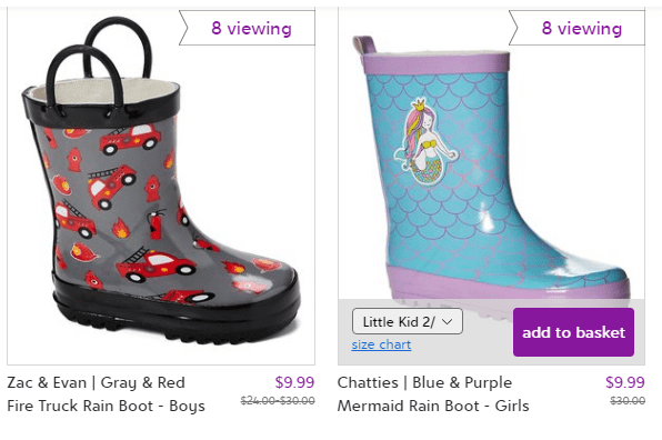 zulily rain boots sale