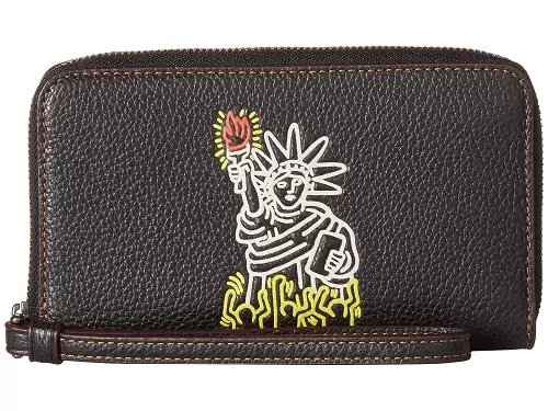 COACH Wristlet - COACH Keith Haring Pebbled Leather Phone Wallet Wristlet