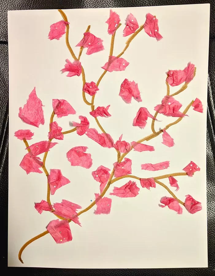 Chinese New Year Cherry Blossom Craft with Tissue Paper
