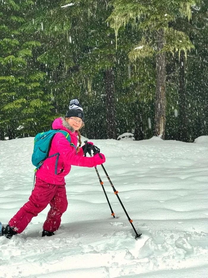 Snowshoeing during winter for family exercise