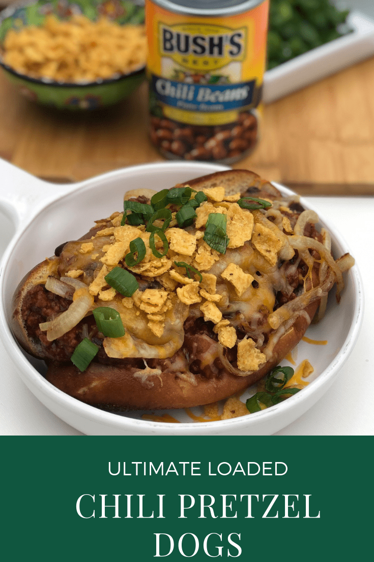 Ultimate Loaded Chili Pretzel Dogs