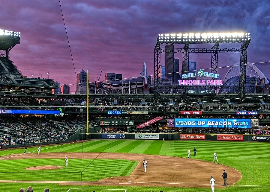 Mariners at Tmobile Stadium at Sunset