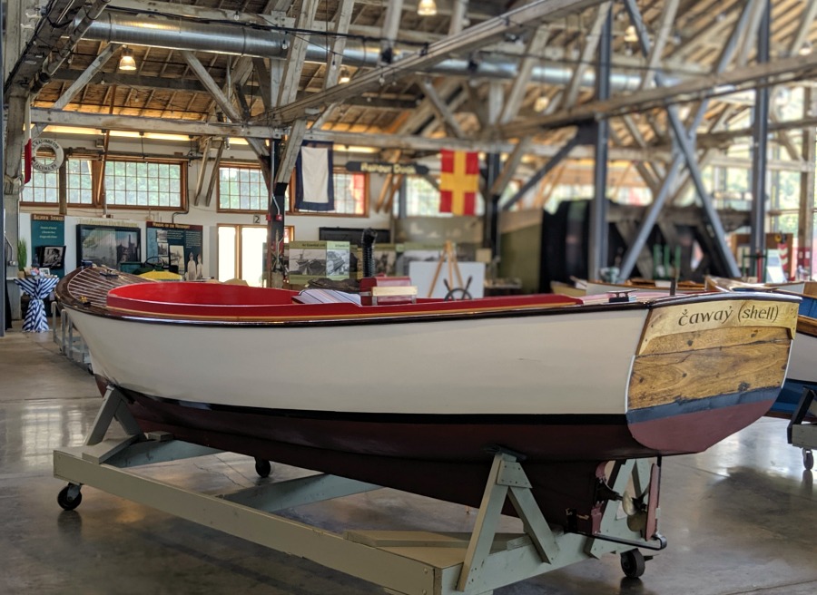 Boats inside Foss Waterway Seaport Museum