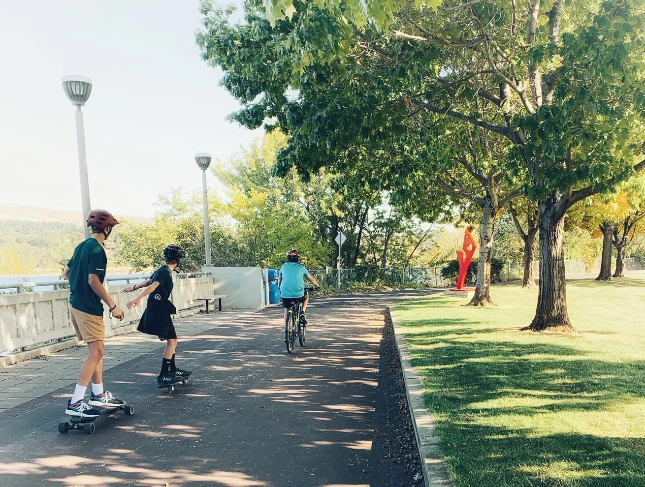 skateboarding at wenatchee river waterfront