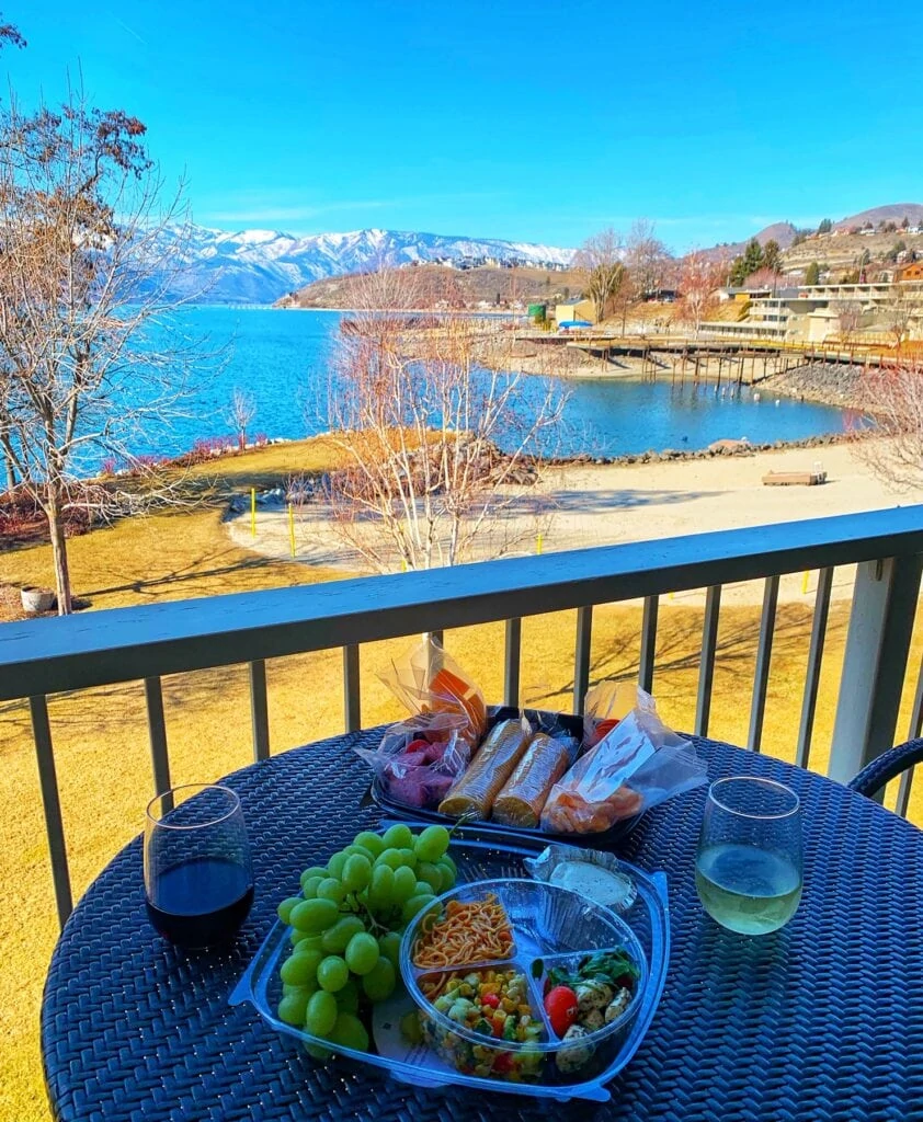 Deli options from Safeway on Deck by Lake