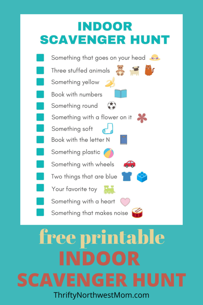 Indoor Scavenger Hunt for Kids Free Printable - Thrifty NW Mom