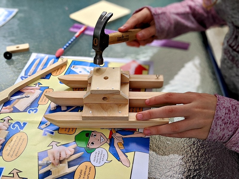 Putting together sailboat for Young Woodworkers Club