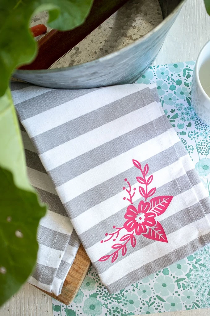 Floral Cricut Joy Iron On Vinyl Tea Towel
