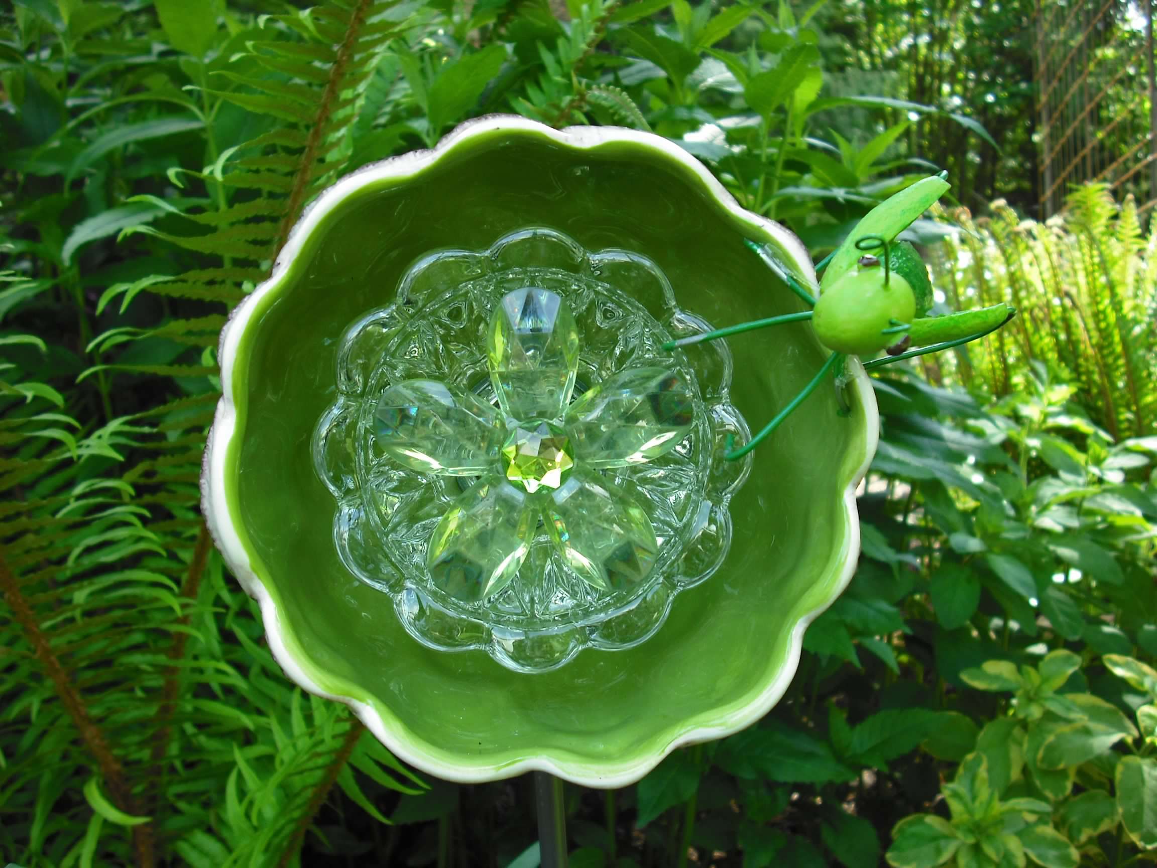 repurposed glass garden art