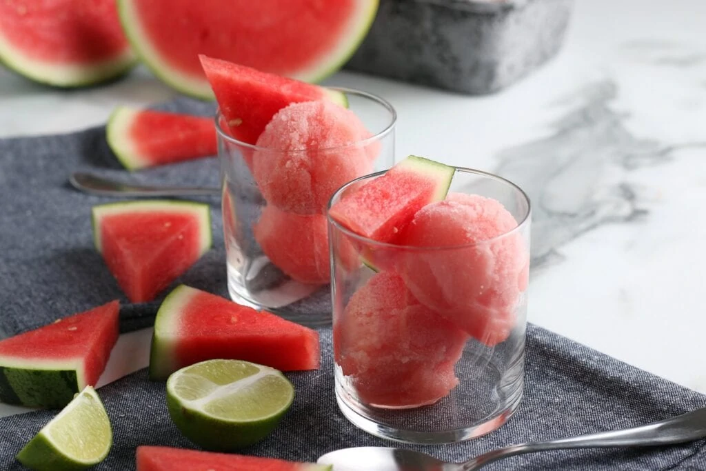 Watermelon Sorbet with Lime Flavor